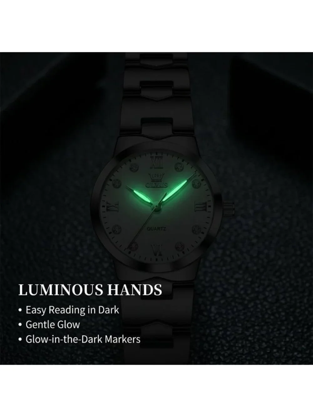 Women's Silver Analog Quartz Waterproof Stainless Steel Band Ladies Wrist Watch
